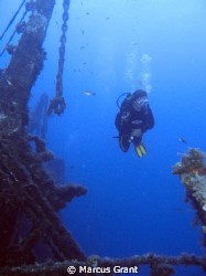 Taekn on one of Favourite wreck,the Um El Faroud on Malta... by Marcus Grant 